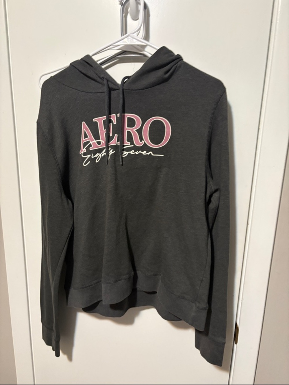 AERO Dark Gray Hoodie with Pink Logo